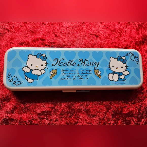 Box Case Pencil Pen Hello Kitty Sanrio 1998 Blue - Picture 3 of 12